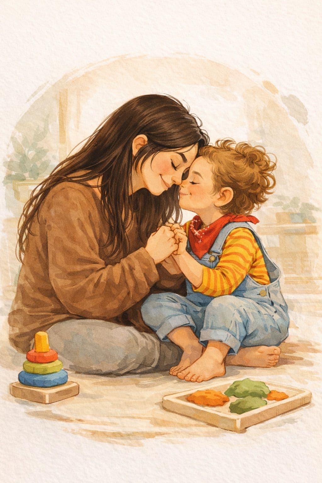 Madre e hijo compartiendo una actividad Montessori